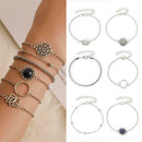 6pcs/set Hollow Flower Hand Chain Ethnic Women Adjustable Bracelet Jewelry