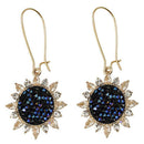Crystal Sunflower Hanging Dangle Earrings Long Eardrop Statement Jewelry