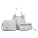 4pcs/set Litchi Pattern Women Shoulder Crossbody Handbags Clutch (Grey)