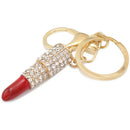 Lady's Cute Zinc Alloy Crystal Lipstick Keyring Pendant Bag Purse Decor Car