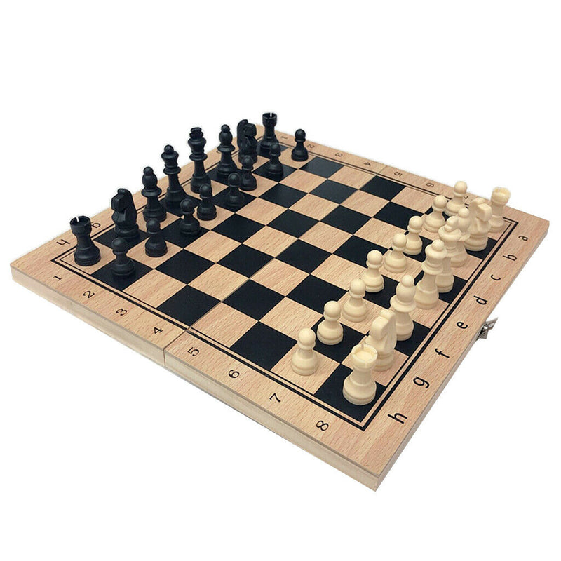 Folding Chess Board Wooden Chess Set 3 1 Board Game for Chess Lovers 29x29cm