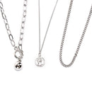 Metal Ball Coin Pendant Multi-layer Punk Casual Long Chain Necklace Jewelry G 3C