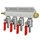 4 Way Co2 Gas Distribution Block Manifold With 7Mm Hose Barbs Homebrewing D