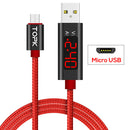 Voltage & Current LED Display Nylon Cellphone Micro USB Cable Charge Wire 1m