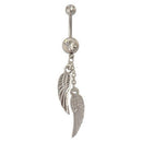 Retro feathers wings Dangle Navel Belly Crystal Button Bar Barbell Ring bod H8C8