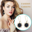Crystal Sunflower Hanging Dangle Earrings Long Eardrop Statement Jewelry
