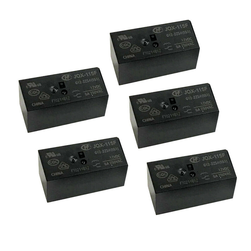 5 Pcs HF115F 12V-2C Mini Power Relay Relais PCB Type Modul Leistungsrelais