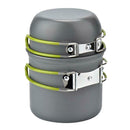 DS-101 Portable Outdoor Camping Cookware Set Green Handle Tableware Pot