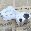 30X 60X Illuminated Magnifier Glass Loupe Dual Lens Lam Jewelry Appraisal Tool