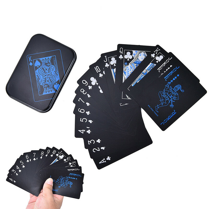 Metal Box Plastic Pvc Black Poker Waterproof Playing Cards Novelty-Collection Gw