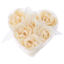 6 Pcs Bathing Shower Off White Rose Flower Bath Soap Petals w Heart Shaped