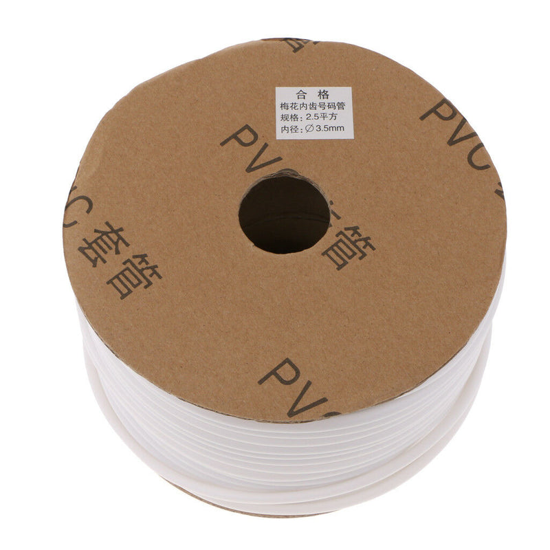 Inner Dia.3.5mm/0.14" Wire Marking PVC Tube Sleeve Cable Marker 90m White