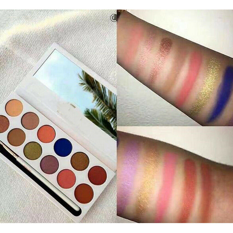 12 Colors Matte Shimmer Eyeshadow Eye Shadow Palette Makeup Cosmetic Set Brush