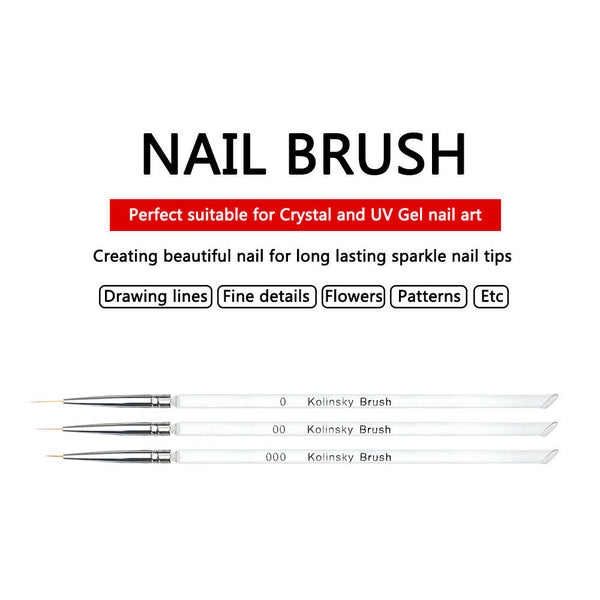 Wholesale 3pcs Nail Art Brush Painting Drawing Pen Liner Kit