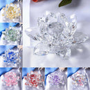 Large Crystal Lotus Flower Ornament with Gift Box, Feng Shui Decor Clear