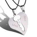 1Pair I Love You Lock Key Heart Stainless Steel Pendant for Couple Neckl Kw