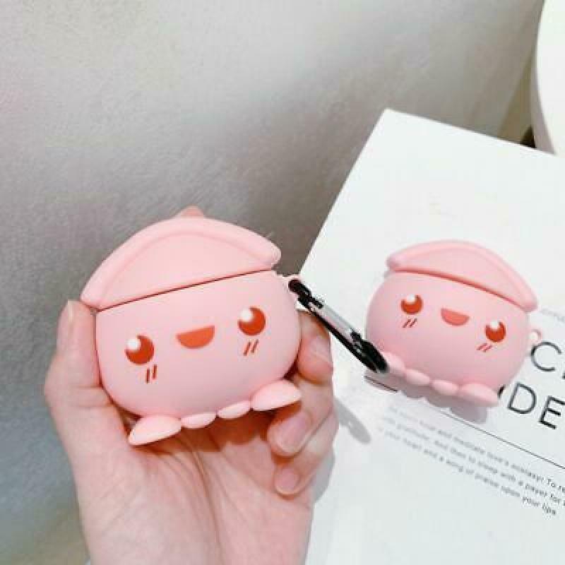 Pink Squid Protective Case Shockproof Soft Silicone Cover Skin for Airpods 1/2