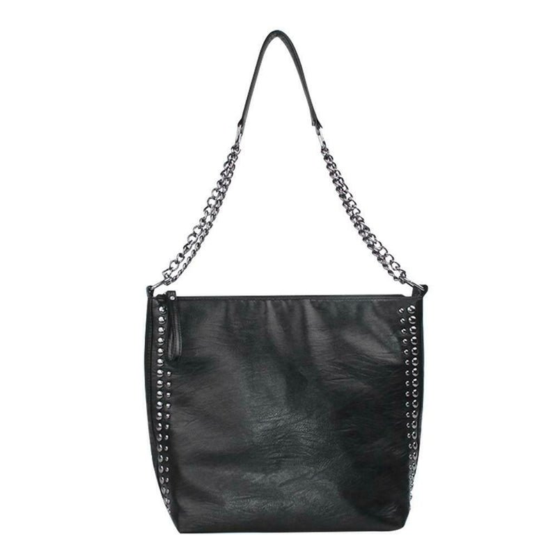 Large Rivet Totes Solid Color Shoulder Handbags Women Leather Crossbody Bag