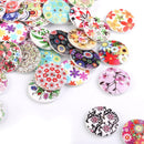 100 Assorted Flower Wooden Painted Buttons Sewing Crafting Scrapbooking 25mm