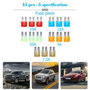 15pcs Micro2 Fuses 5A 7.5A 10A 15A 20A Car Auto Blade Fuse Assortment Kit