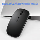 Dual Mode 2.4GHz Wireless + Bluetooth Mouse Rechargeable PC Mice (Black)