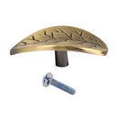 4x Retro Leaf Shape Door Pull Living Room Cabinet Knob With Screws Ornaments