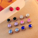 Pack of 12 Pairs Mixed Color Round Crystal Magnetic Earrings for Women Men