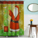 Red Santa Claus Print Shower Curtain Polyester Waterproof Bath Curtain Set