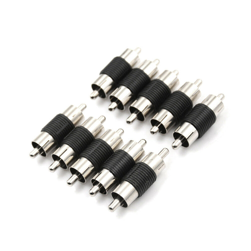 10PCS Straight AV RCA Male to Male Connectors Couplers Adapters FT