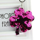 Four Leaf Clover Key Ring Keychain Glitter Pompom Sequins Key Chain Gift Fo