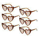 6pcs Heart Frame Sunglasses Retro Style Shades Party Club Eyewear Streetwear