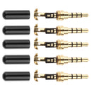 5 Pieces 3.5mm 4 Pole Jack Plug For Audio and Video Soldering End