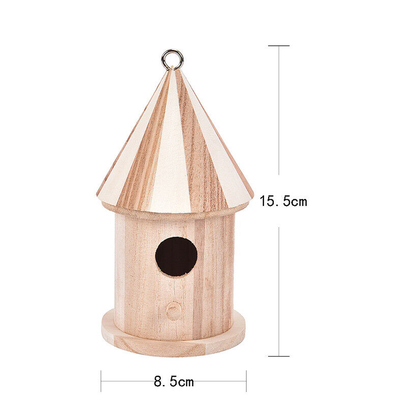Wooden Bird House Birdhouse Hanging Nest Nesting Box W/ Hook Home Garden Decor Z