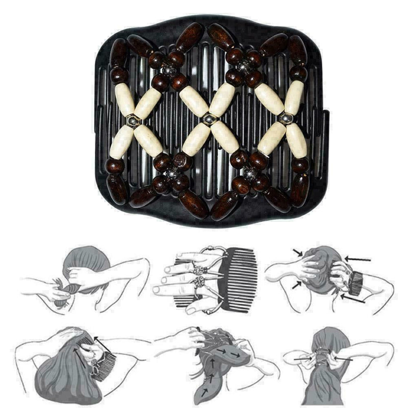 Handmade Magic Beads Double Hair Comb Stretchy Hair Combs Clips Elasticity W1R3