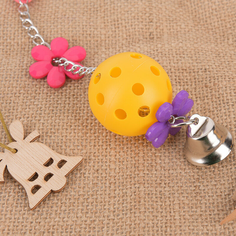 Pet parrot bird bites climb chew toys bell swing cage hanging cockatiel parakeet