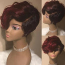 Women Synthetic Capless Wig Cut Hair Asymmetrical Side Bang Short Curly Wig