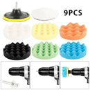 9Pcs 5'' 125mm Buffing Polishing Sponge Pad w/ Drill Adapter for Car Polisher #
