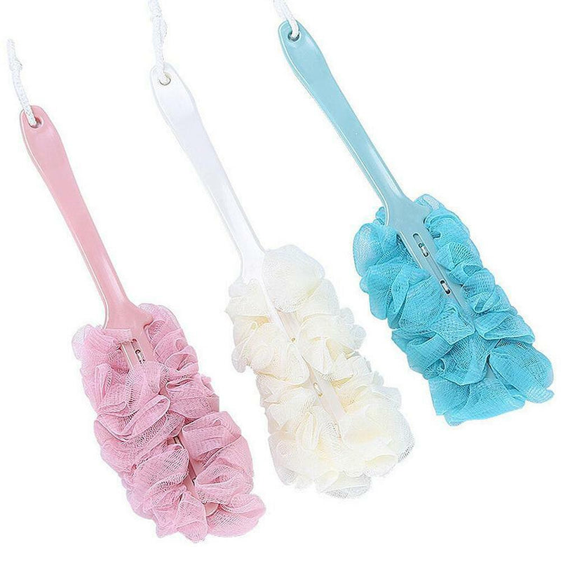 New.Shower Scrubber Loofah Sponge Bath Body Back Brush with Long
