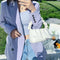 Women Candy Color Shoulder Bags Pleated Ruffle PU Totes Handbag (White)