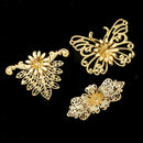 3pcs Metal Filigree Butterfly Peacock Charms Pendants Hair Jewelry Findings