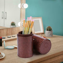 Portable PU Leather Cosmetic Storage Box Makeup Pen Brush Cup (S Brown) A