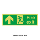Photoluminescent Plastic Fire Exit Sign All Direction Arrows 360x140mm (Up) A