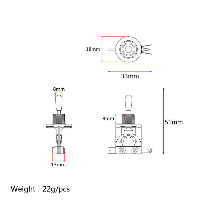 Metric 3 Way Short Straight Guitar Pickup Selector Toggle Switch Knob For G
