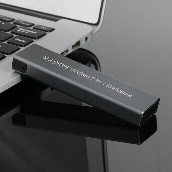 M.2 NVME PCIE SATA M/B Key SSD USB Type C Enclosure (USB-C To USB-A Cable)