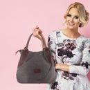 Women Large Tote Shopping Bag Handbag Canvas Shoulder Messenger Bags (Grey) SN9F