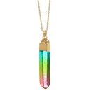 New Rock Chakra Natural Crystal Necklace Irregular Rainbow Stone Pendant Chain