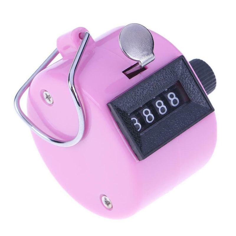 Clicker Counter 4 Digit Number Counters Plastic Shell Hand Held(Pink)