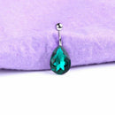 Fashion Tear Drop Rhinestone Button Barbell Bar Belly Navel Ring Body Pierc S8I3