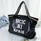 Letters Sequin Crossbody Shopping Bags Women Large Shoulder Handbag (Black)