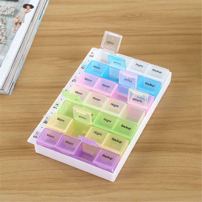 Large 28 Compartment Pill Box 7 Day Medicine Storage Organizer Container Case